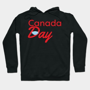 Canada Day 2020 - Red text and Blue face mask Hoodie